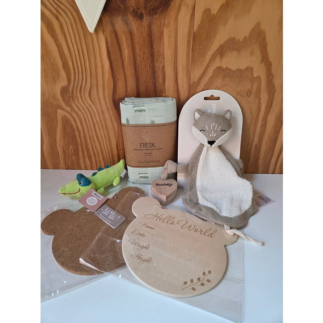 Cadeau set Baby Boy | Wandhangers, hydrofiel doek en knuffelen