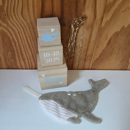 Blokkentoren met walvis met leuk Jollein speendoekje