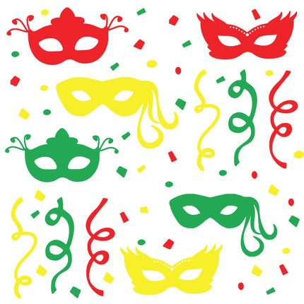 Carnavalsstickers | Raamstickers Maskers en Confetti | Stickerset CARNAVAL
