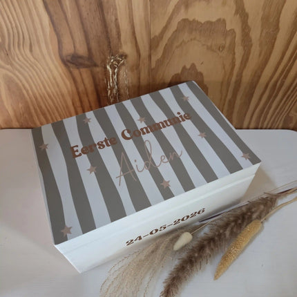 Houten Herinneringskist Communie | Stripes | Full colour