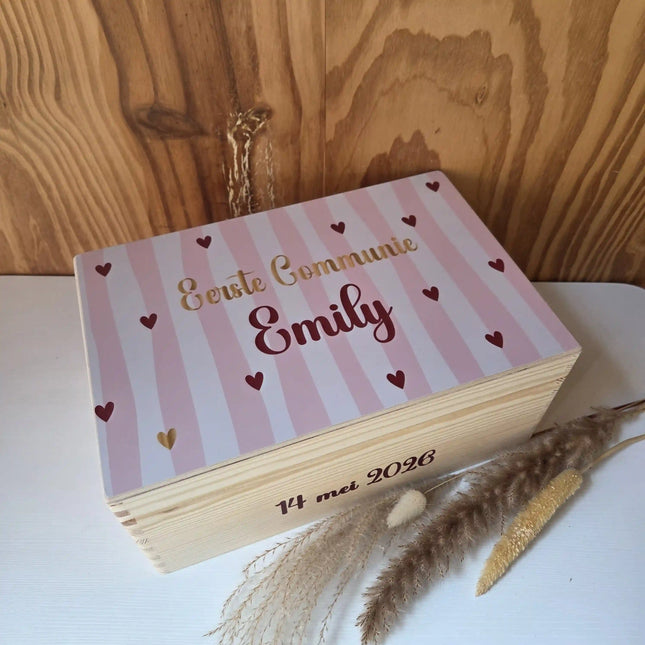 Houten Herinneringskist Communie | Stripes | Full colour