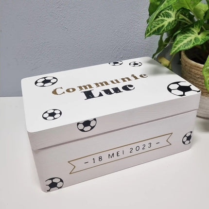 Houten Herinneringskist in Stijl Communie kaartje