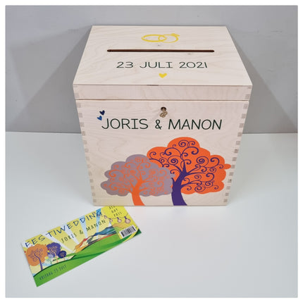Houten Enveloppenkist in stijl trouwkaart | Huwelijks cadeau