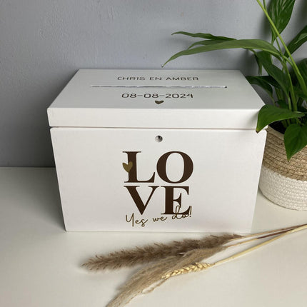Houten Enveloppenkist in stijl trouwkaart | Huwelijks cadeau