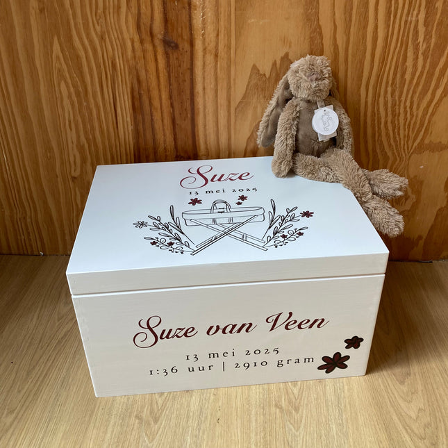 Houten Herinneringskist in Stijl geboortekaartje |
