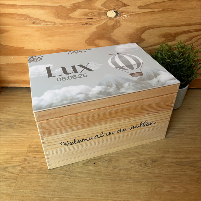 Houten Herinneringskist in Stijl geboortekaartje |