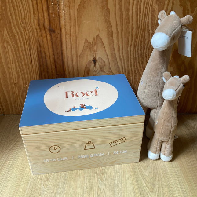 Houten Herinneringskist in Stijl geboortekaartje |