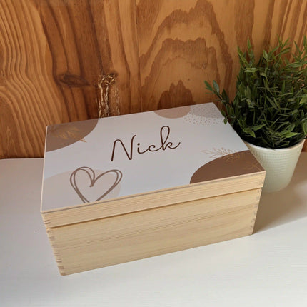 Herinneringskist in Dots and leaves design in neutrale kleuren