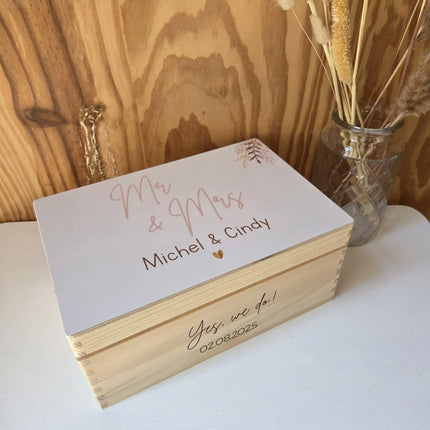 Houten Herinneringskist Mr & Mrs | Bruiloft Cadeau