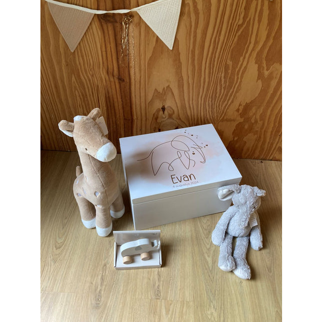 Houten Herinneringskist in Stijl geboortekaartje |