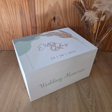 Herinneringskist in de stijl van het trouwkaartje