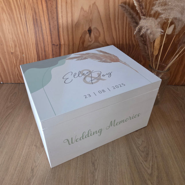 Herinneringskist in de stijl van het trouwkaartje