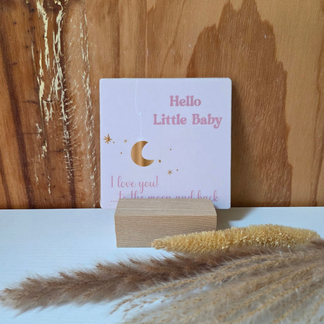 Houten tegeltje met lieve tekst als geboortecadeau