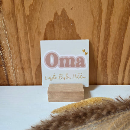 Houten tegeltje als cadeau voor oma