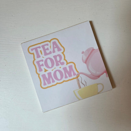 cadeau voor mama - tekst tegel met de tekst tea for mom in wit