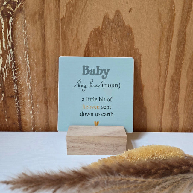 Houten tekst tegel baby