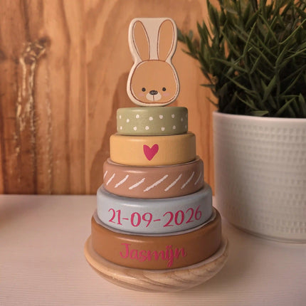 Jollein Stacking Toy Bunny Luz | Houten Stapeltoren | Naturel Konijn