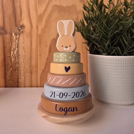 Jollein Stacking Toy Bunny Luz | Houten Stapeltoren | Naturel Konijn