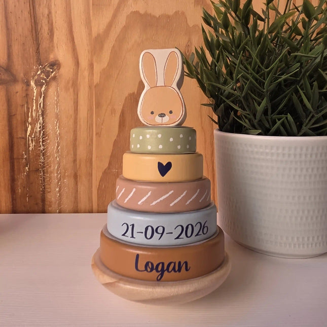 Jollein Stacking Toy Bunny Luz | Houten Stapeltoren | Naturel Konijn