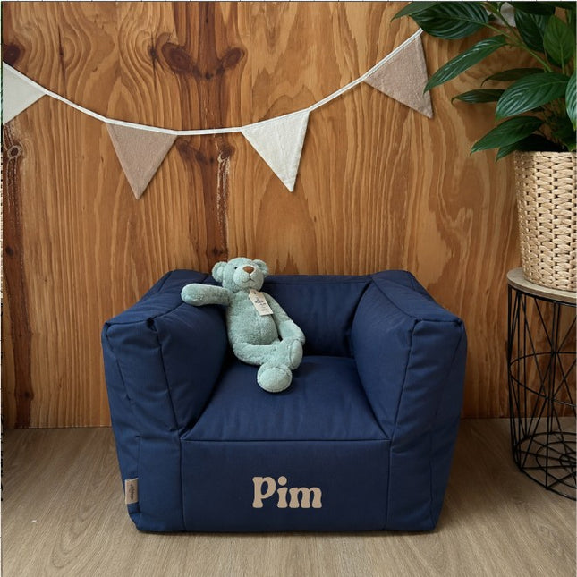 Jollein Beanbag Fauteuil | Kinderstoeltje met naam | Jollein Poef Jeans Blauw