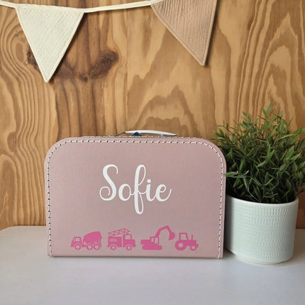 Koffertje met voertuigen en naam