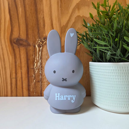 Nijntje Spaarpot met naam Warm, Silver Blue | Atelier Pierre Money Box