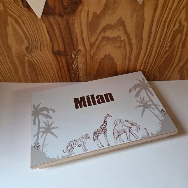 Sensorische speelbak met naam  enJungledieren