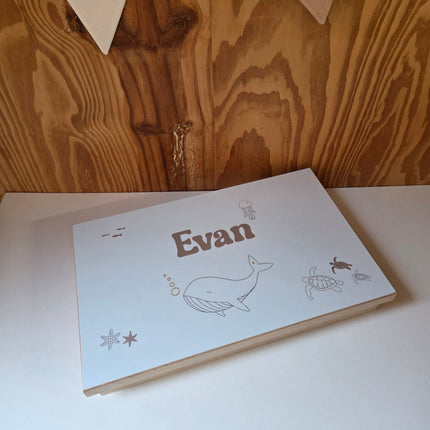 Houten Speelbak | Zandbak met Zeedieren en naam | Sensorisch Speelbak met deksel