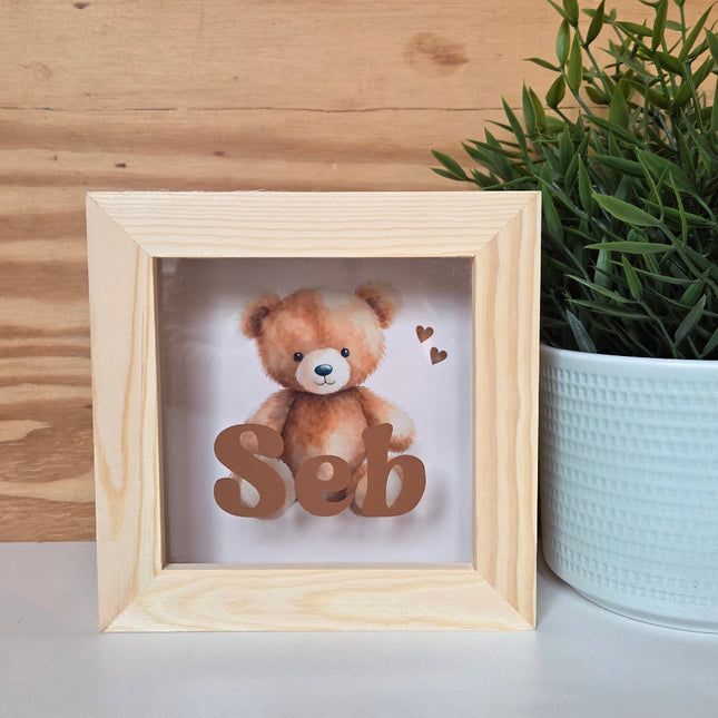 Een spaarpot met naam met een schattig beertje in full color