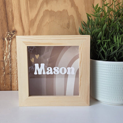 Spaarpot met naam in mooi regenboog design