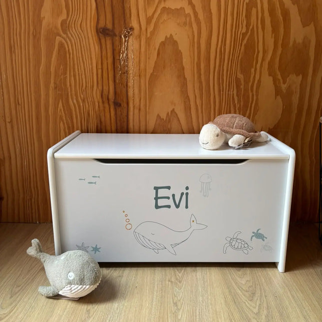Houten speelgoedkist Zeedieren | Full colour