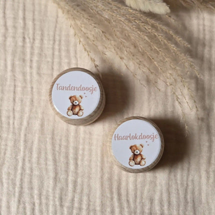 Tandendoosje met naam | Haarlokdoosje met Beertje