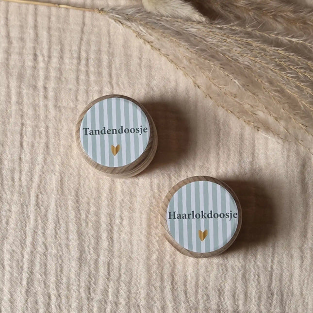 Tandendoosje met naam | Haarlokdoosje met Stripes