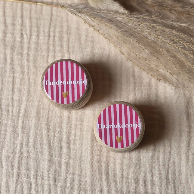 Tandendoosje met naam | Haarlokdoosje met Stripes