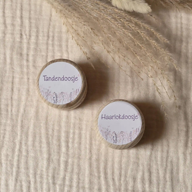 Tandendoosje met naam | Haarlokdoosje met Wildflowers