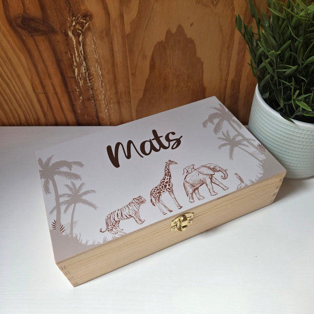 Tekenkist met naam in Jungle dieren design