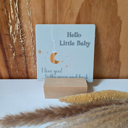 houten tegeltje met lieve tekst voor geboorte