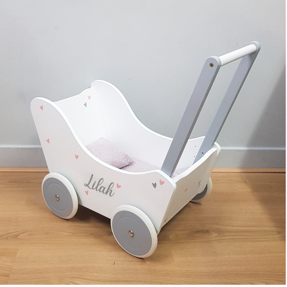 Holz-Wenzel Maja Poppenwagen Van Beukenhout – 40x34x60 Cm, Met Kunststof Wielen En Rubberbanden, Voor Binnen En Buiten