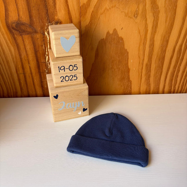 Kraampakketje Mutsje & Blokken | Kraamcadeau pakket klein