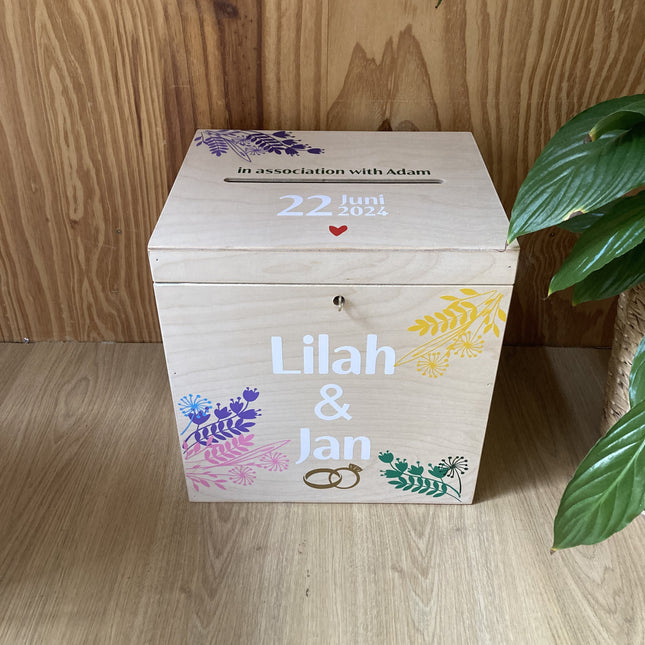 Houten Enveloppenkist in stijl trouwkaart | Huwelijks cadeau