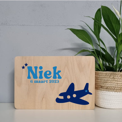 Houten Geboortekist | Herinneringen kist met naam, datum en afbeelding naar wens