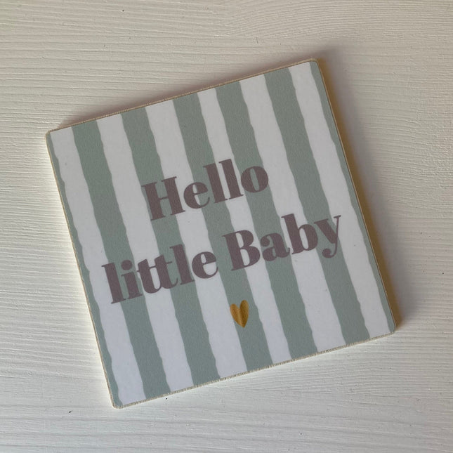 houten tekst tegel geboorte mint