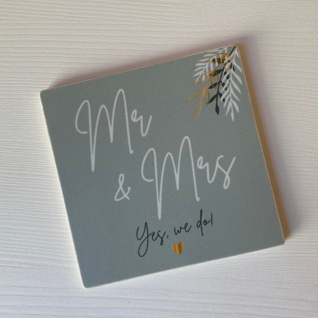 houten tegeltje trouwen