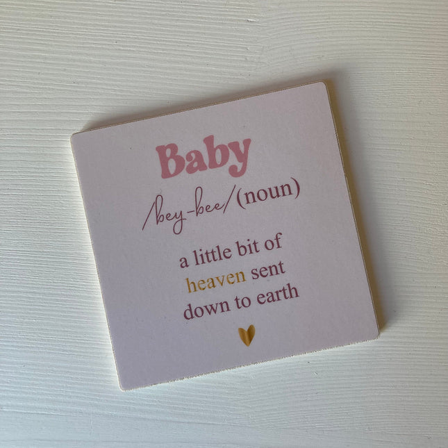 tekst tegeltje geboorte roze