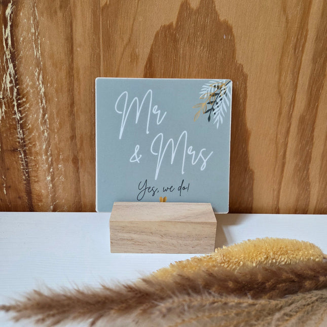 houten tekst tegel Mr en Mr groen