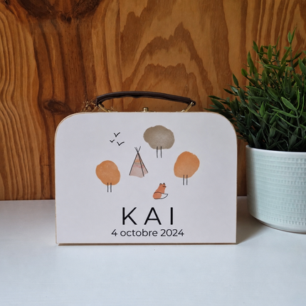 Houten Kinderkoffertje in stijl geboortekaartje