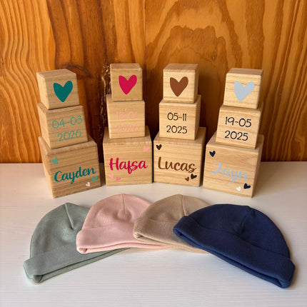 Kraampakketje Mutsje & Blokken | Kraamcadeau pakket klein