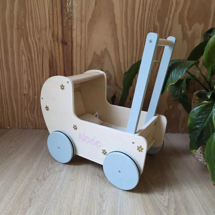 Naturel poppenwagen met naam