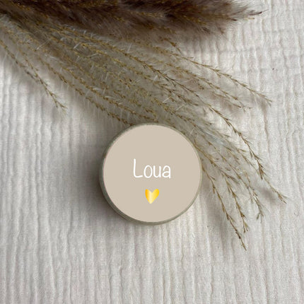 Houten tandendoosje met naam en hartje