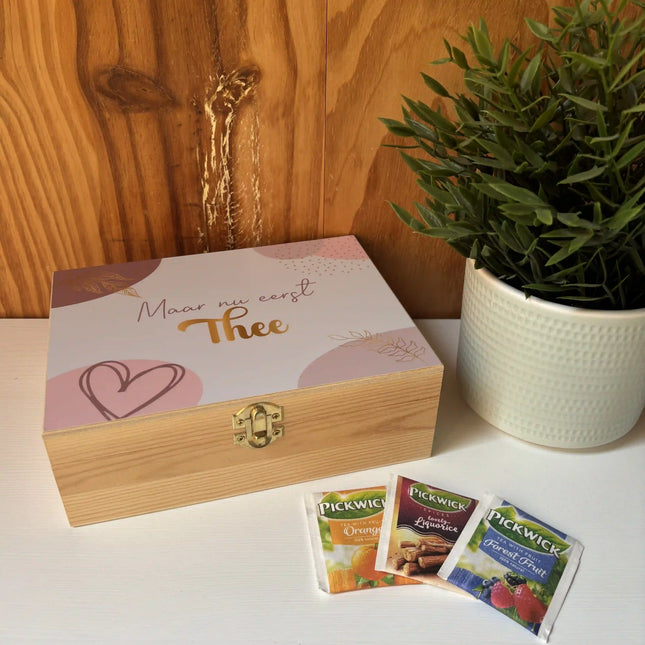 Houten Theekistje | 6 vakjes | Moederdag cadeau